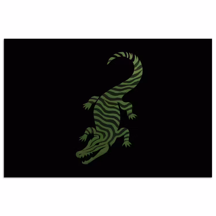Poster - Krokodil - Groen - Tijgerachtig - Strepen — 1