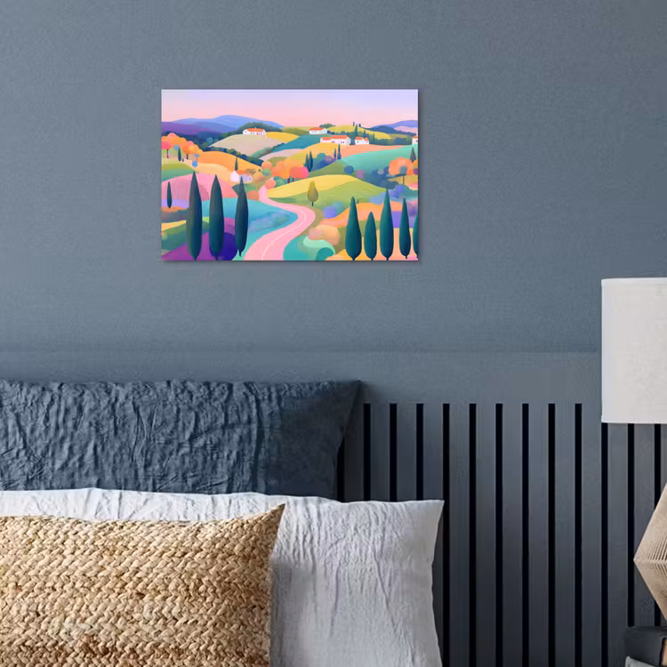 Poster - Landschap - Paars - Pastel - Huizen — 3