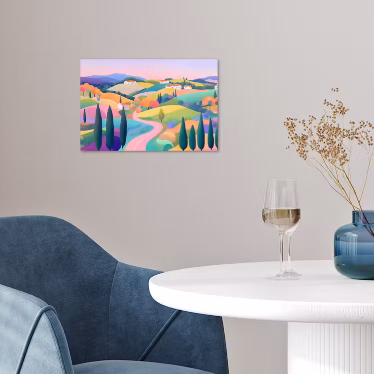 Poster - Landschap - Paars - Pastel - Huizen — 4