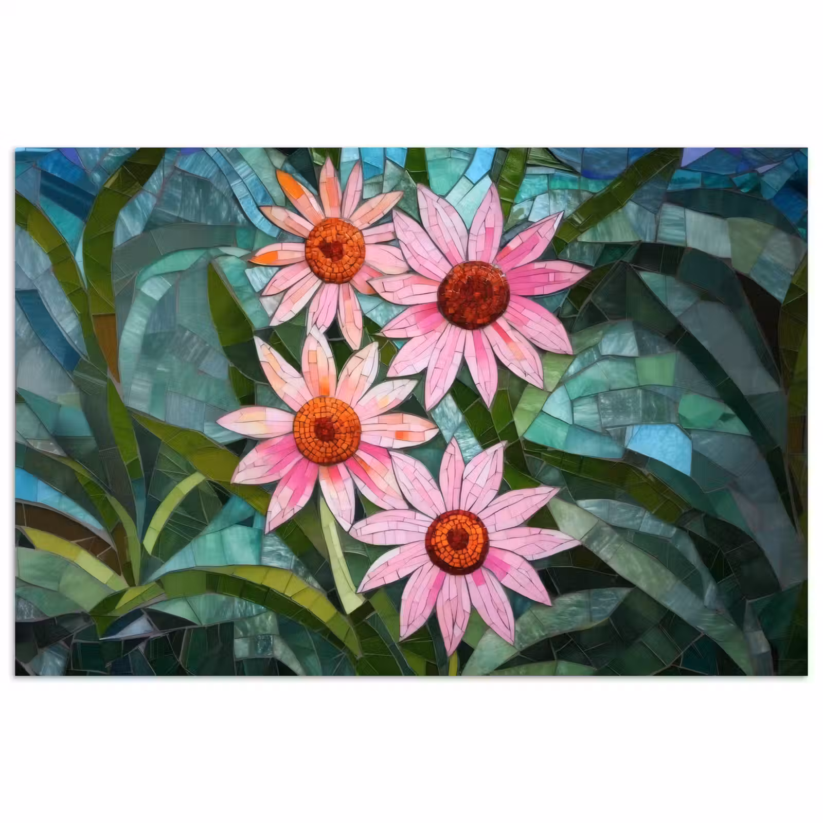 Poster - Bloemen - Roze - Glasmozaïek — 1