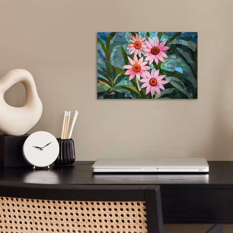 Poster - Bloemen - Roze - Glasmozaïek — 2