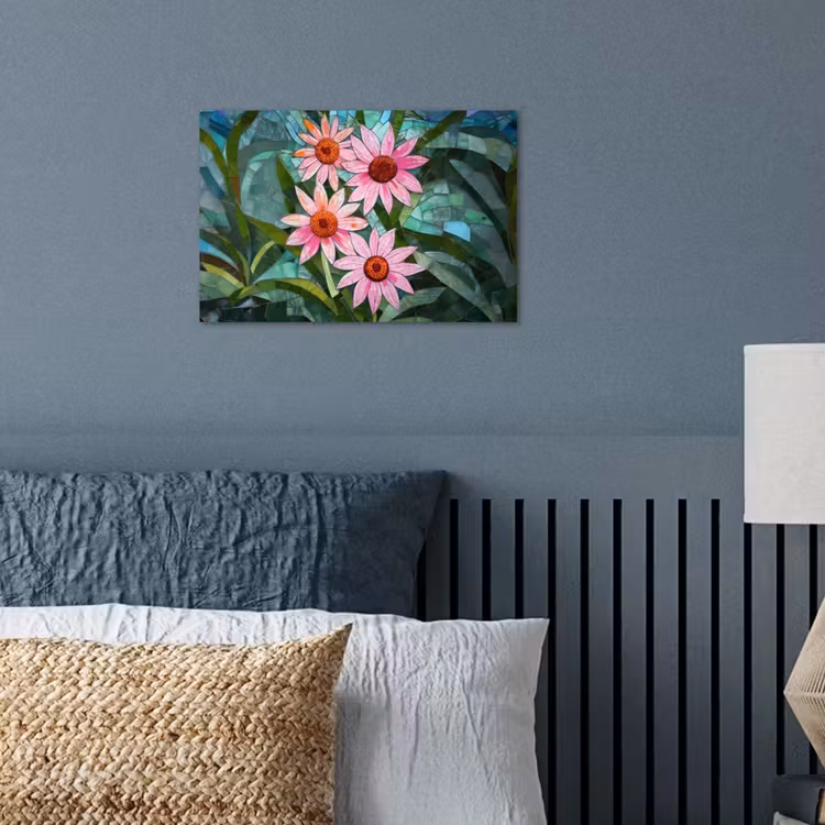 Poster - Bloemen - Roze - Glasmozaïek — 3