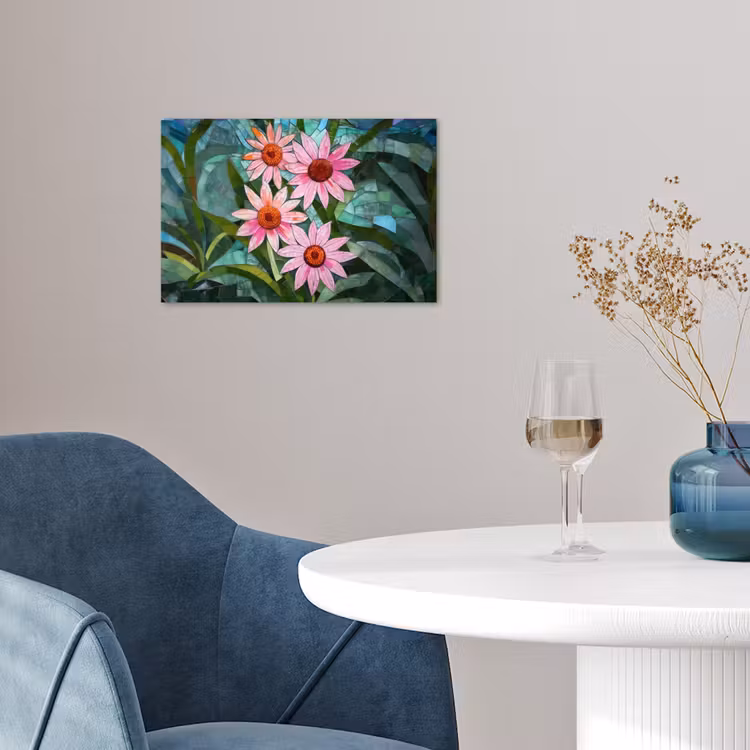 Poster - Bloemen - Roze - Glasmozaïek — 4