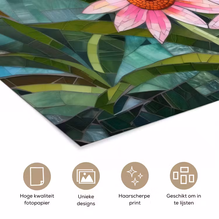 Poster - Bloemen - Roze - Glasmozaïek — 5