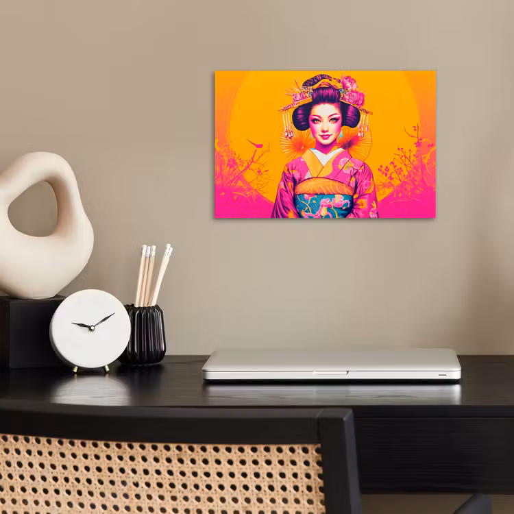 Poster - Bloemen - Vrouw - Kimono - Roze — 2