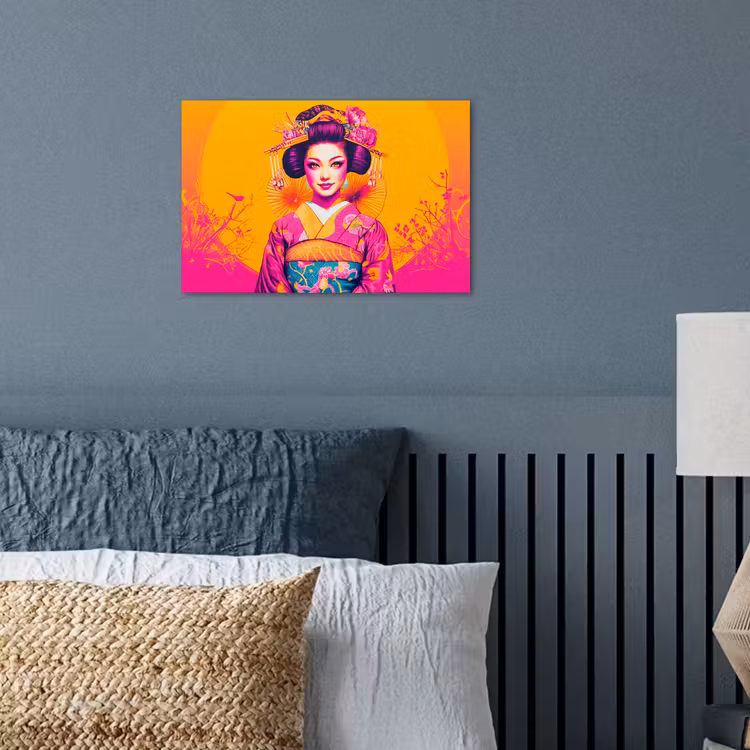 Poster - Bloemen - Vrouw - Kimono - Roze — 3