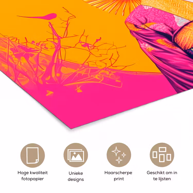 Poster - Bloemen - Vrouw - Kimono - Roze — 5