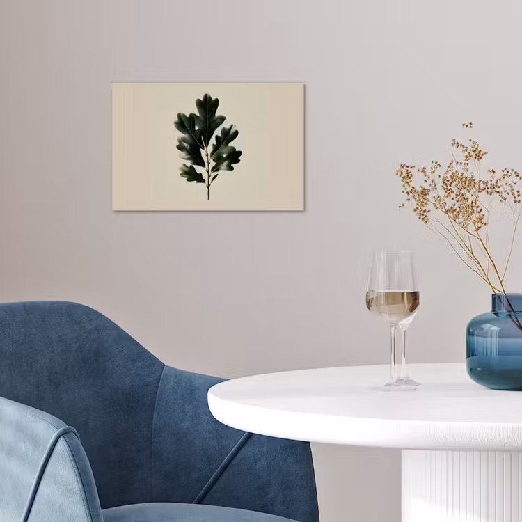 Poster - Eikenbladeren - Beige - Groen - Golvende randen — 4