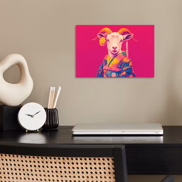 Poster - Geit - Hoorns - Kimono - Kleurrijk — 2