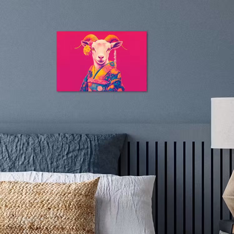 Poster - Geit - Hoorns - Kimono - Kleurrijk — 3