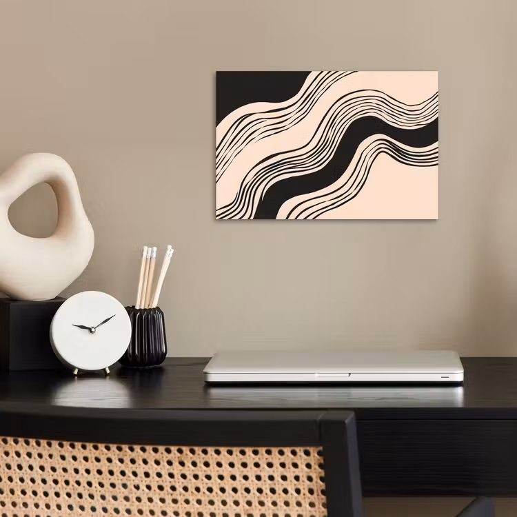 Poster - Golven - Zwart - Zandkleur — 2