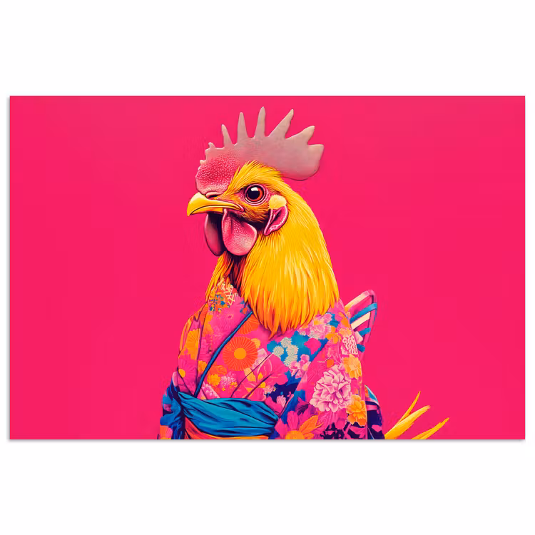 Poster - Haan - Kleurrijk - Kimono - Roze — 1