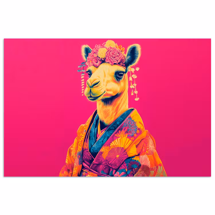 Poster - Kameel - Bloemen - Kimono - Waaiers — 1