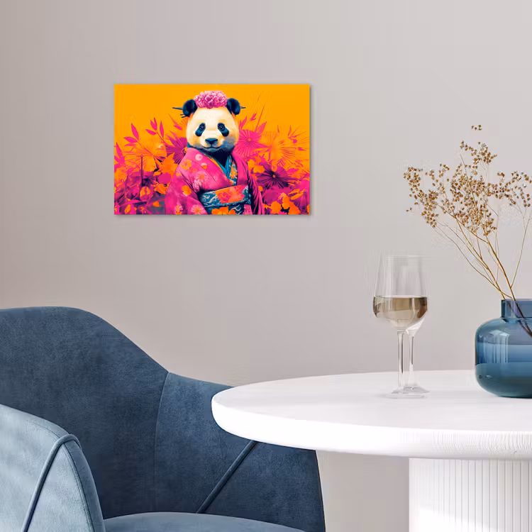 Poster - Kimono - Roze - Panda - Bloemenkroon — 4