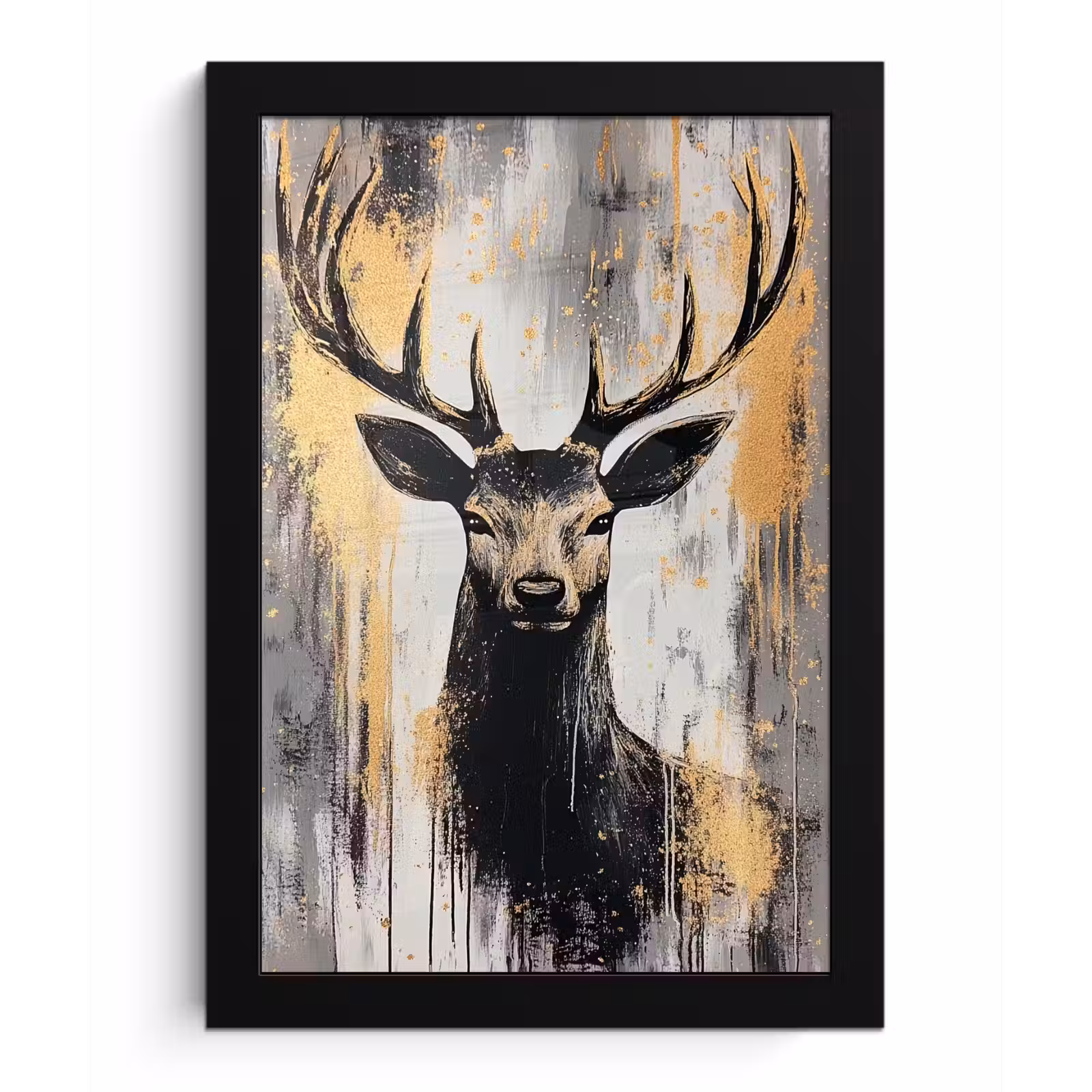 Poster met lijst - Abstract - Hert - Gewei - Goud — 1