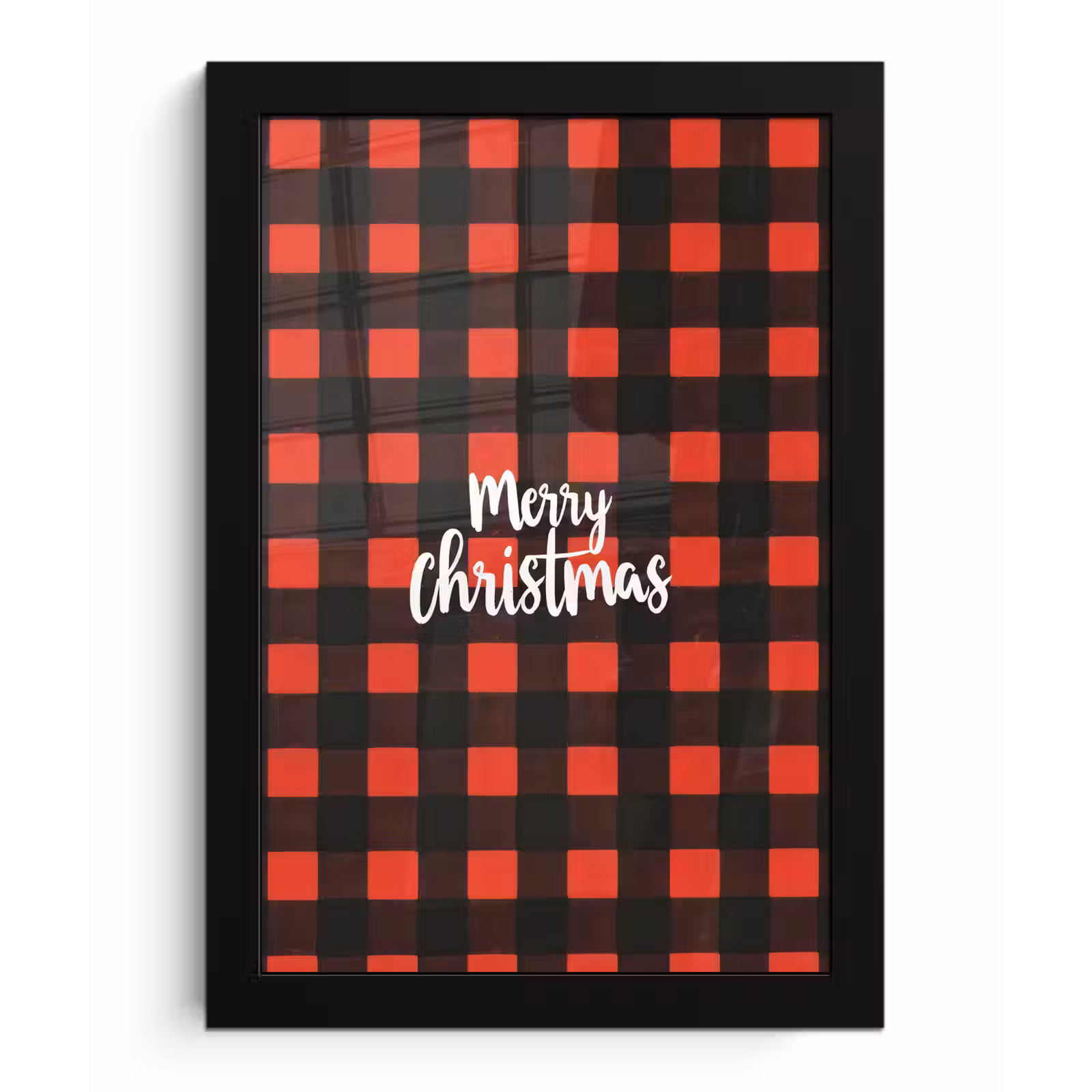 Poster met lijst - Geruit - Rood - Tekst - Christmas — 1