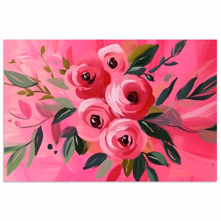 Poster - Bloemen - Verf - Roze — 1