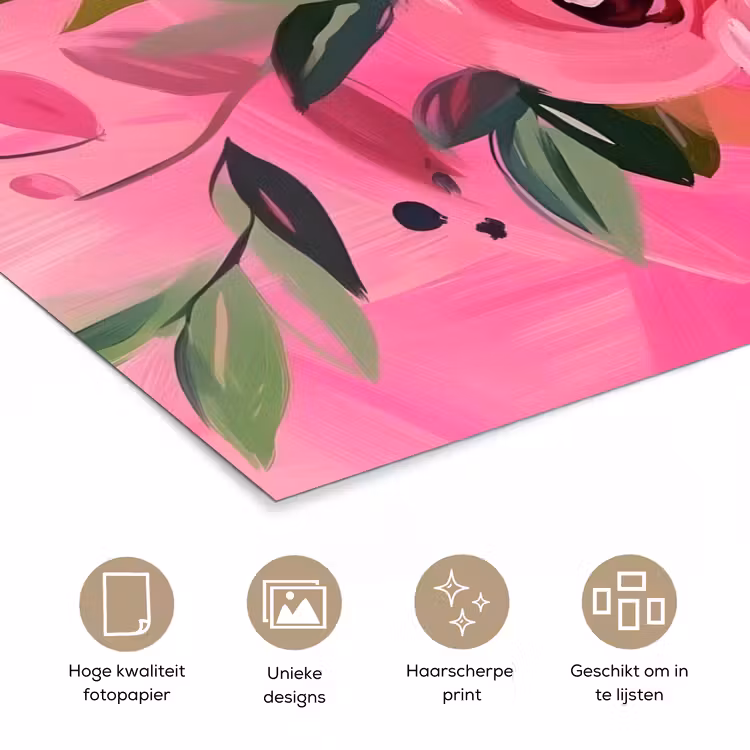 Poster - Bloemen - Verf - Roze — 5
