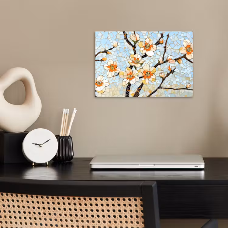 Poster - Bloesems - Wit - Mozaïek - Tak — 2