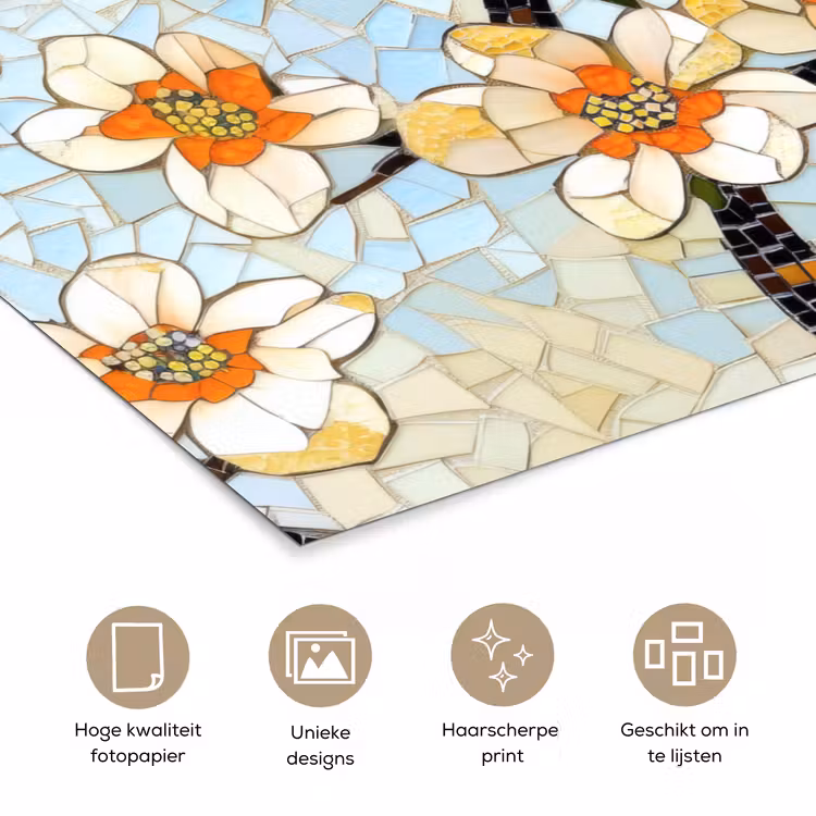 Poster - Bloesems - Wit - Mozaïek - Tak — 5