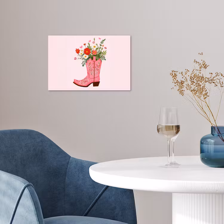 Poster - Cowboylaarzen - Roze - Boeket - Bloemen — 4