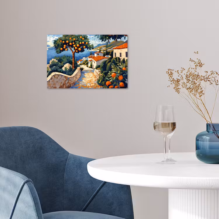 Poster - Huizen - Mozaïek - Sinaasappelbomen - Zee — 4