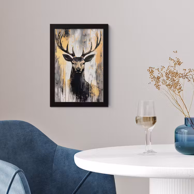 Poster met lijst - Abstract - Hert - Gewei - Goud — 2