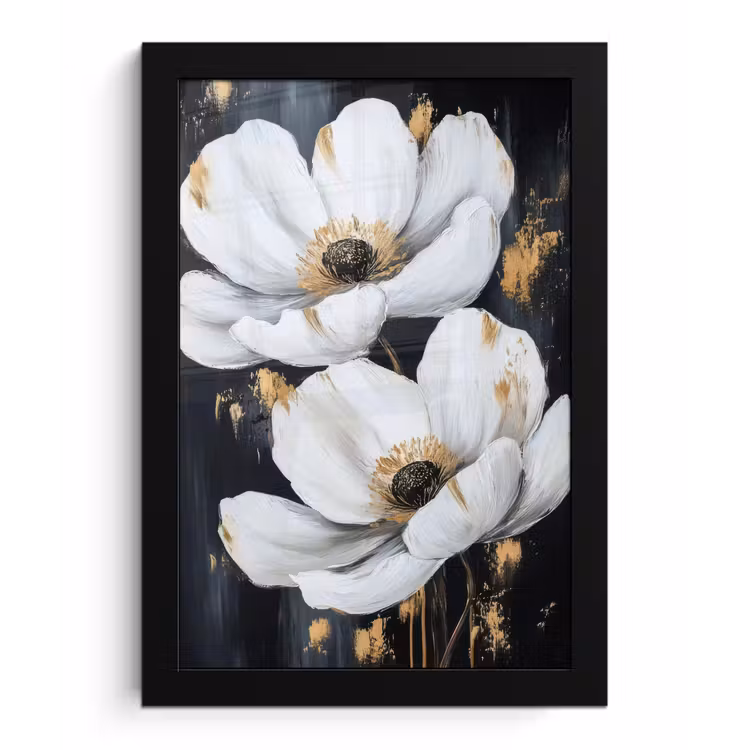 Poster met lijst - Bloemen - Wit - Abstract — 1