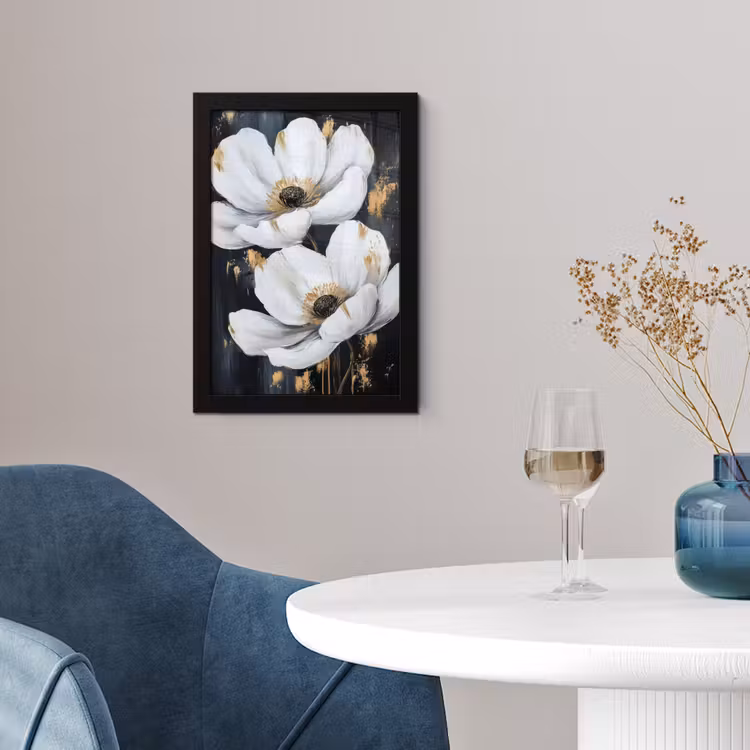 Poster met lijst - Bloemen - Wit - Abstract — 2