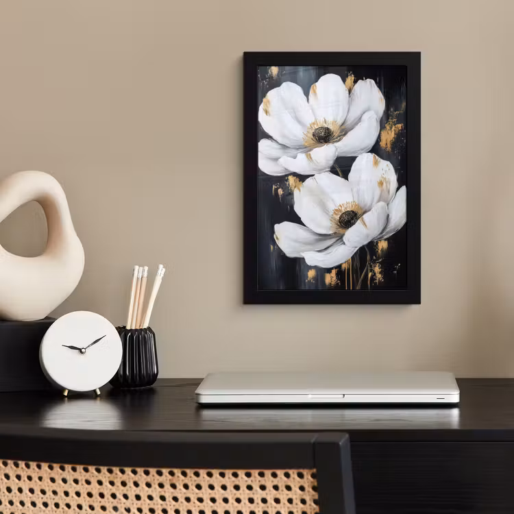 Poster met lijst - Bloemen - Wit - Abstract — 3