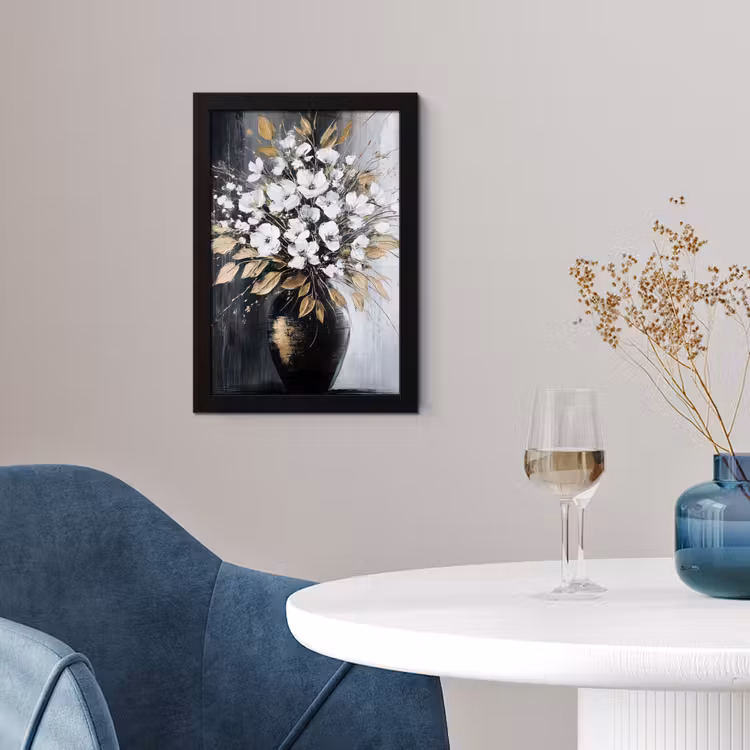 Poster met lijst - Bloemen - Wit - Vaas - Abstract — 2