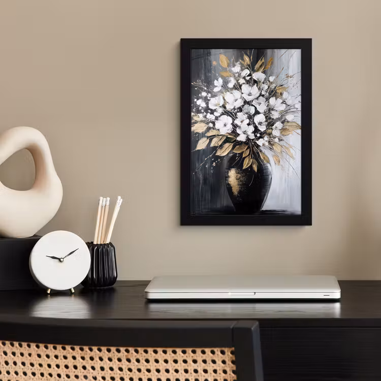 Poster met lijst - Bloemen - Wit - Vaas - Abstract — 3