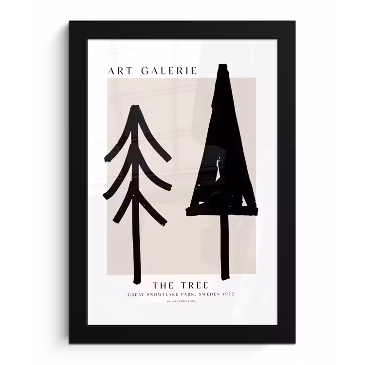 Poster met lijst - Bomen - Kerst - Zwart - Feest — 1