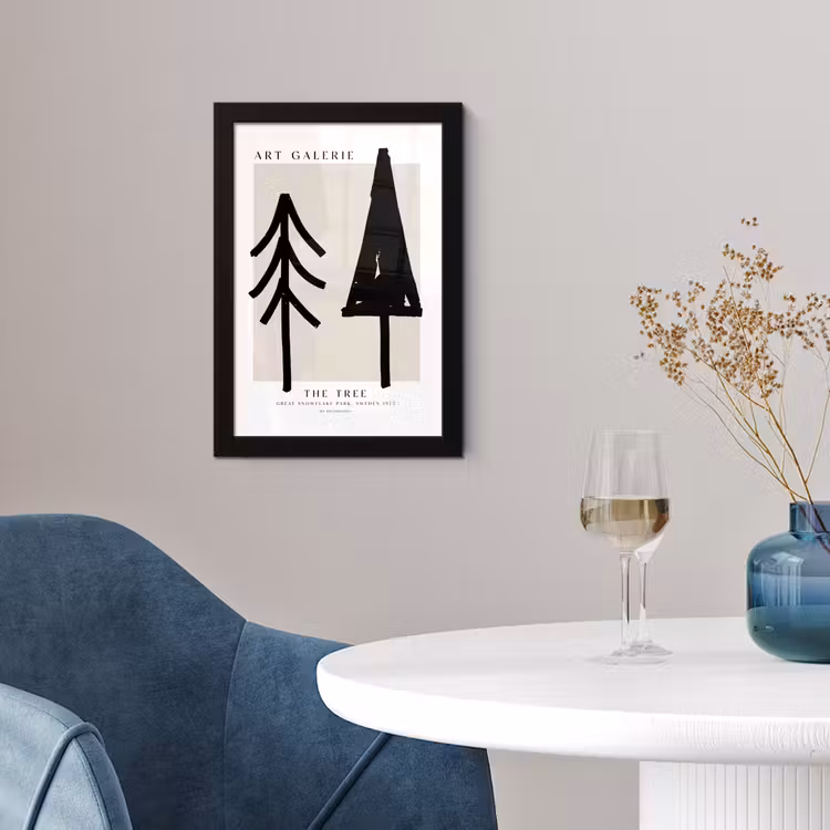 Poster met lijst - Bomen - Kerst - Zwart - Feest — 2