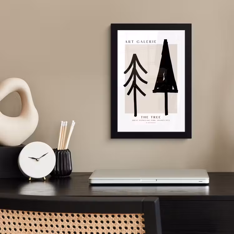Poster met lijst - Bomen - Kerst - Zwart - Feest — 3