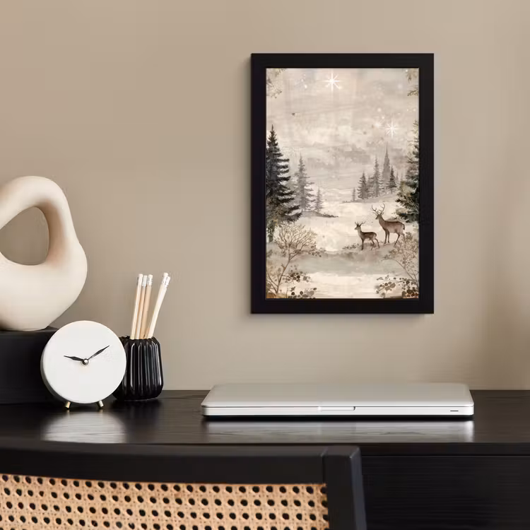 Poster met lijst - Bos - Herten - Winter - Sneeuw — 3