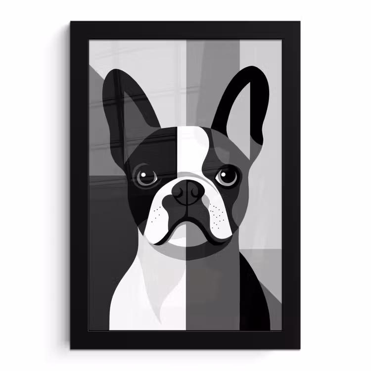 Poster met lijst - Buldog - Zwart - Abstract - Vlakken — 1