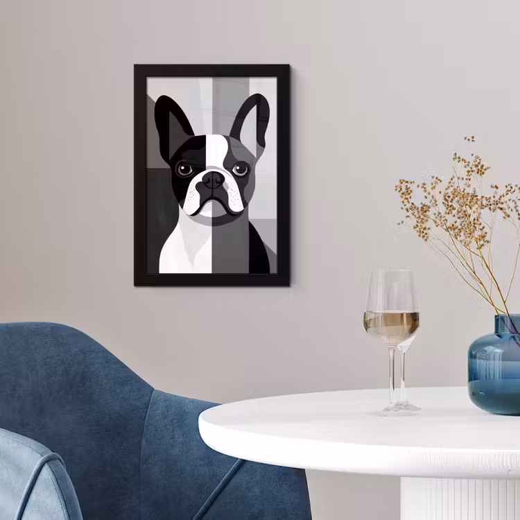 Poster met lijst - Buldog - Zwart - Abstract - Vlakken — 2