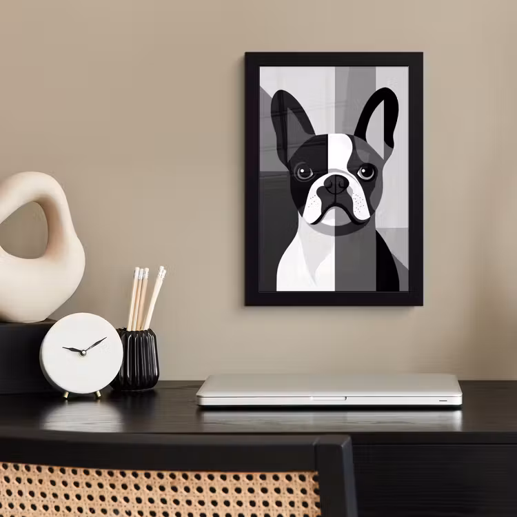 Poster met lijst - Buldog - Zwart - Abstract - Vlakken — 3