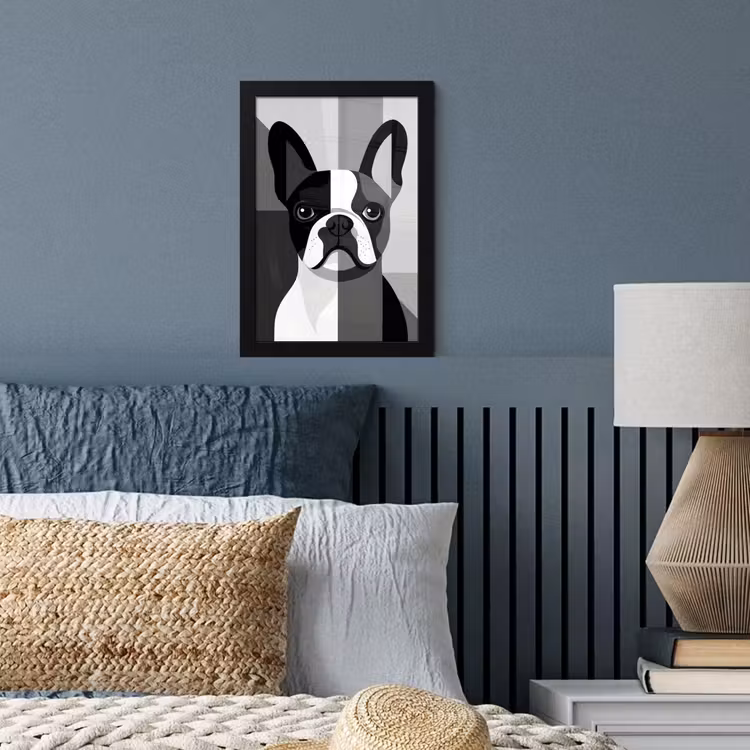 Poster met lijst - Buldog - Zwart - Abstract - Vlakken — 4