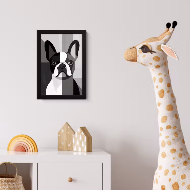 Poster met lijst - Buldog - Zwart - Abstract - Vlakken — 5