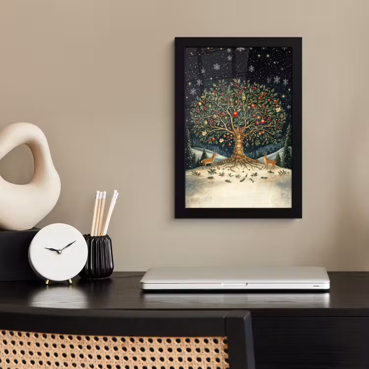 Poster met lijst - Feestboom - Winterhemel - Kleurrijk — 3