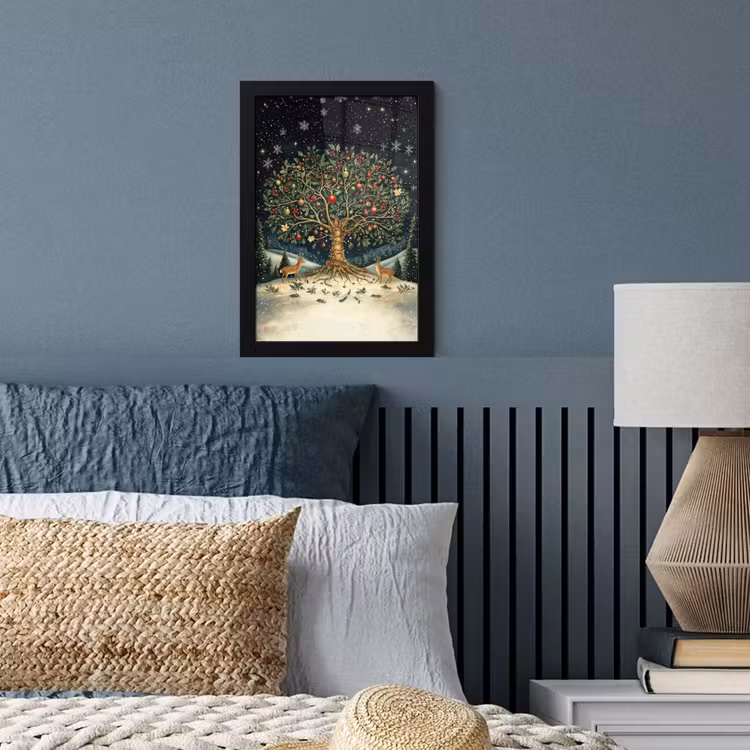 Poster met lijst - Feestboom - Winterhemel - Kleurrijk — 4