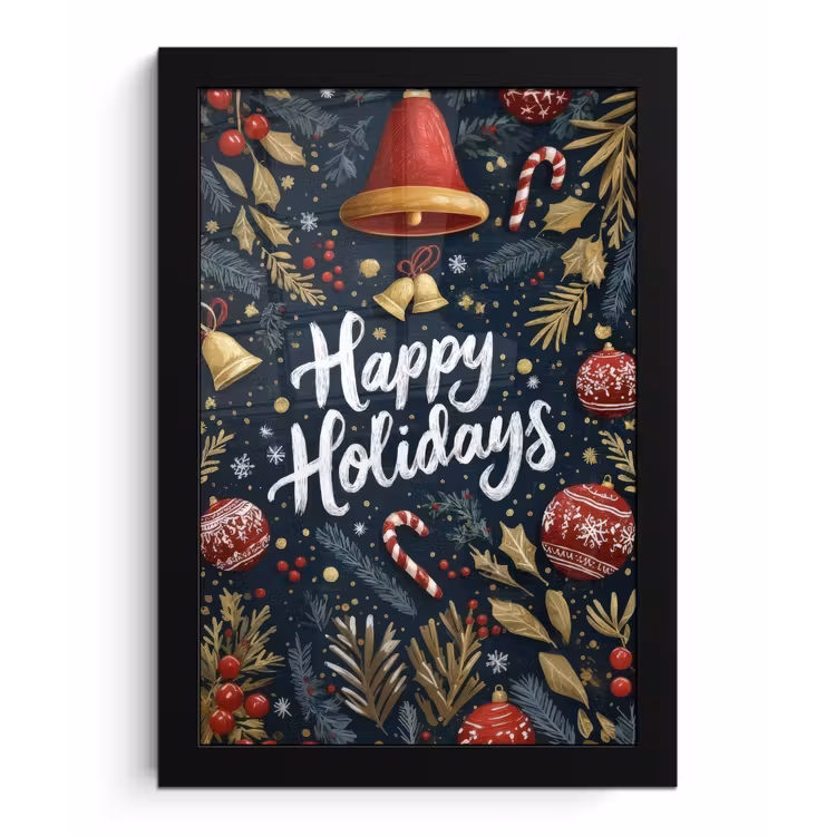 Poster met lijst - Feestelijk - Kerstgroet - Kleurrijk — 1