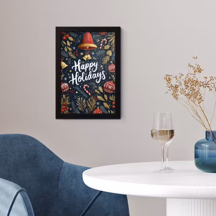 Poster met lijst - Feestelijk - Kerstgroet - Kleurrijk — 2