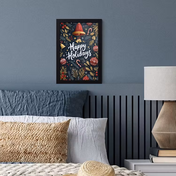 Poster met lijst - Feestelijk - Kerstgroet - Kleurrijk — 4