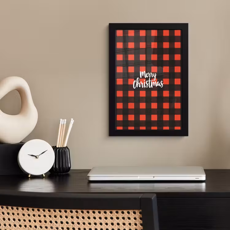 Poster met lijst - Geruit - Rood - Tekst - Christmas — 3