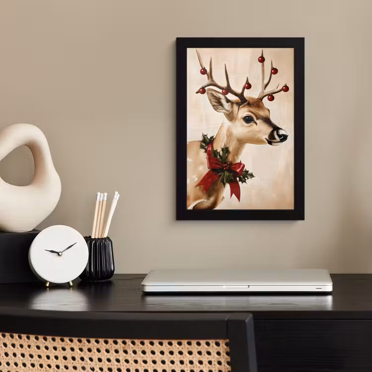 Poster met lijst - Gewei - Kerst - Rendier - Rood — 3