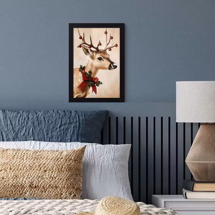 Poster met lijst - Gewei - Kerst - Rendier - Rood — 4