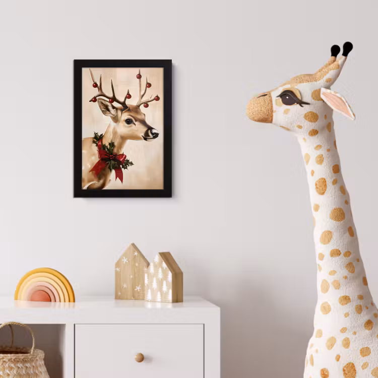 Poster met lijst - Gewei - Kerst - Rendier - Rood — 5